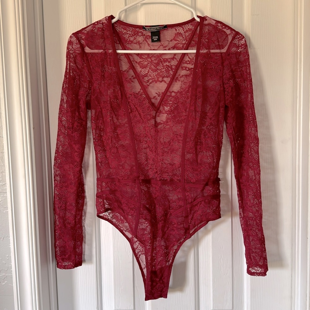 Victorias Secret dark red lace body suit